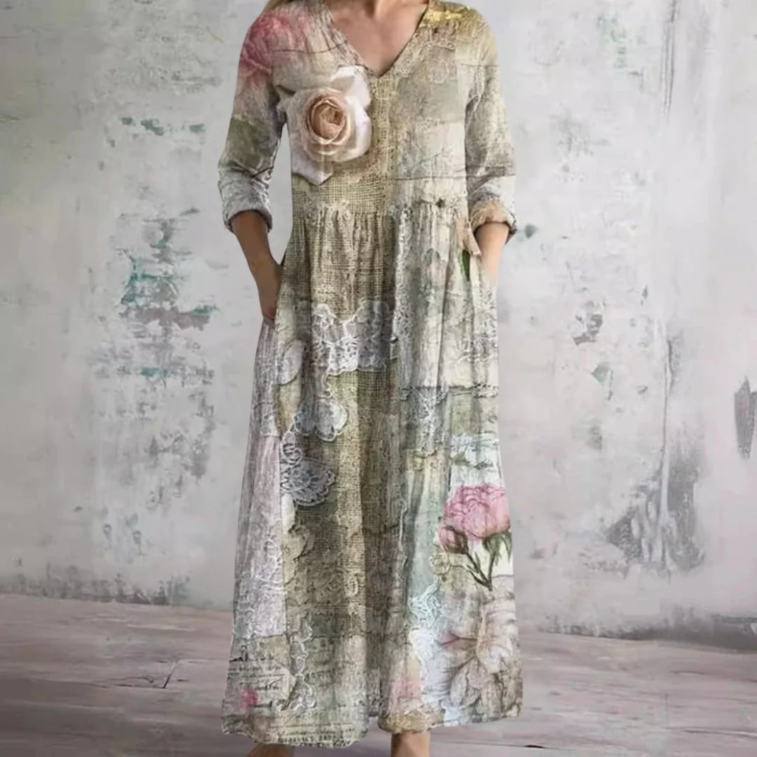 Women's Vintage Floral Maxi Dress